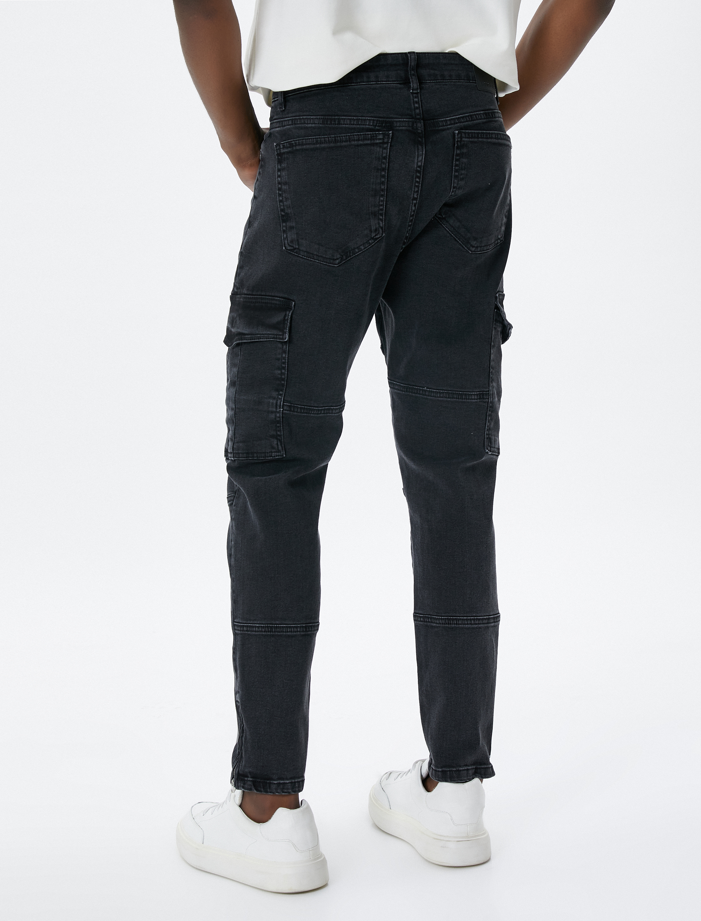   Kot Pantolon Kargo Cepli Dikiş Detaylı Düğmeli Normal Paça