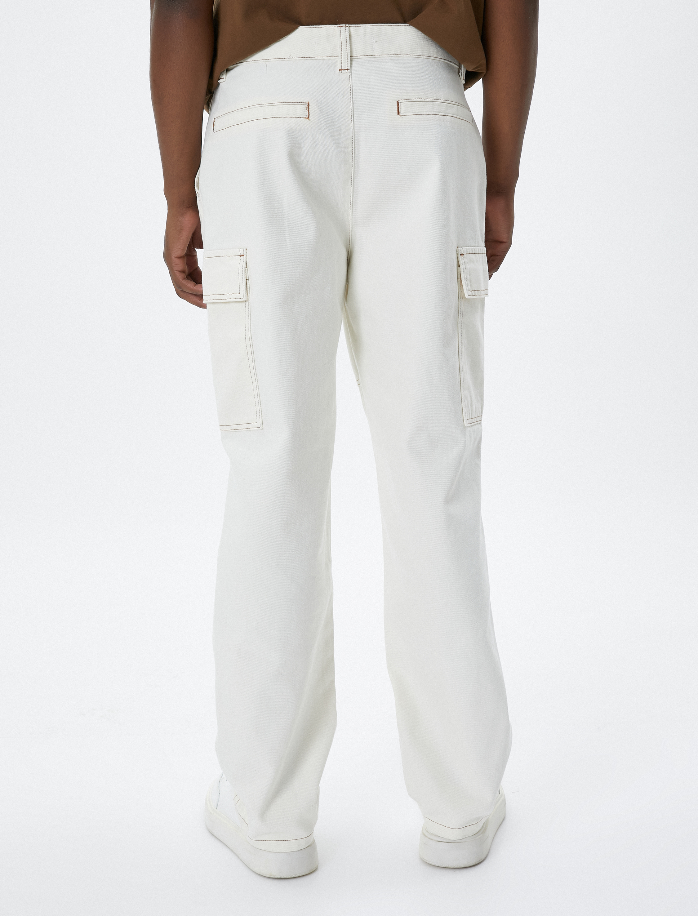   Kot Pantolon Kargo Cepli Dikiş Detaylı Düğmeli Pamuklu