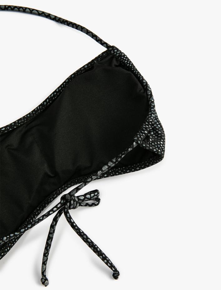  Halter Yaka Bikini Üstü Jakarlı Baskılı