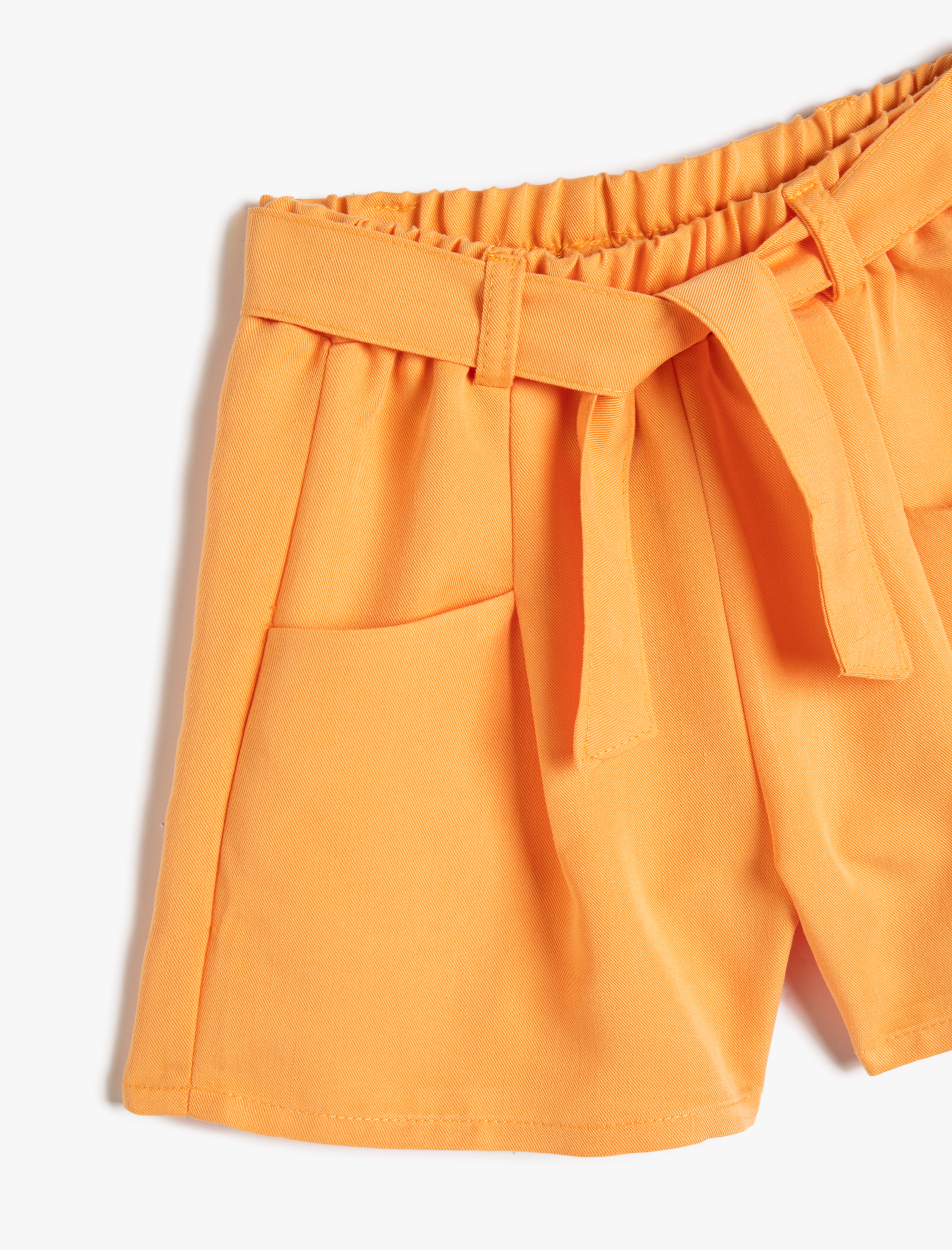  Kız Çocuk Şort Kemer Detaylı Cepli Beli Lastikli Modal Kumaş