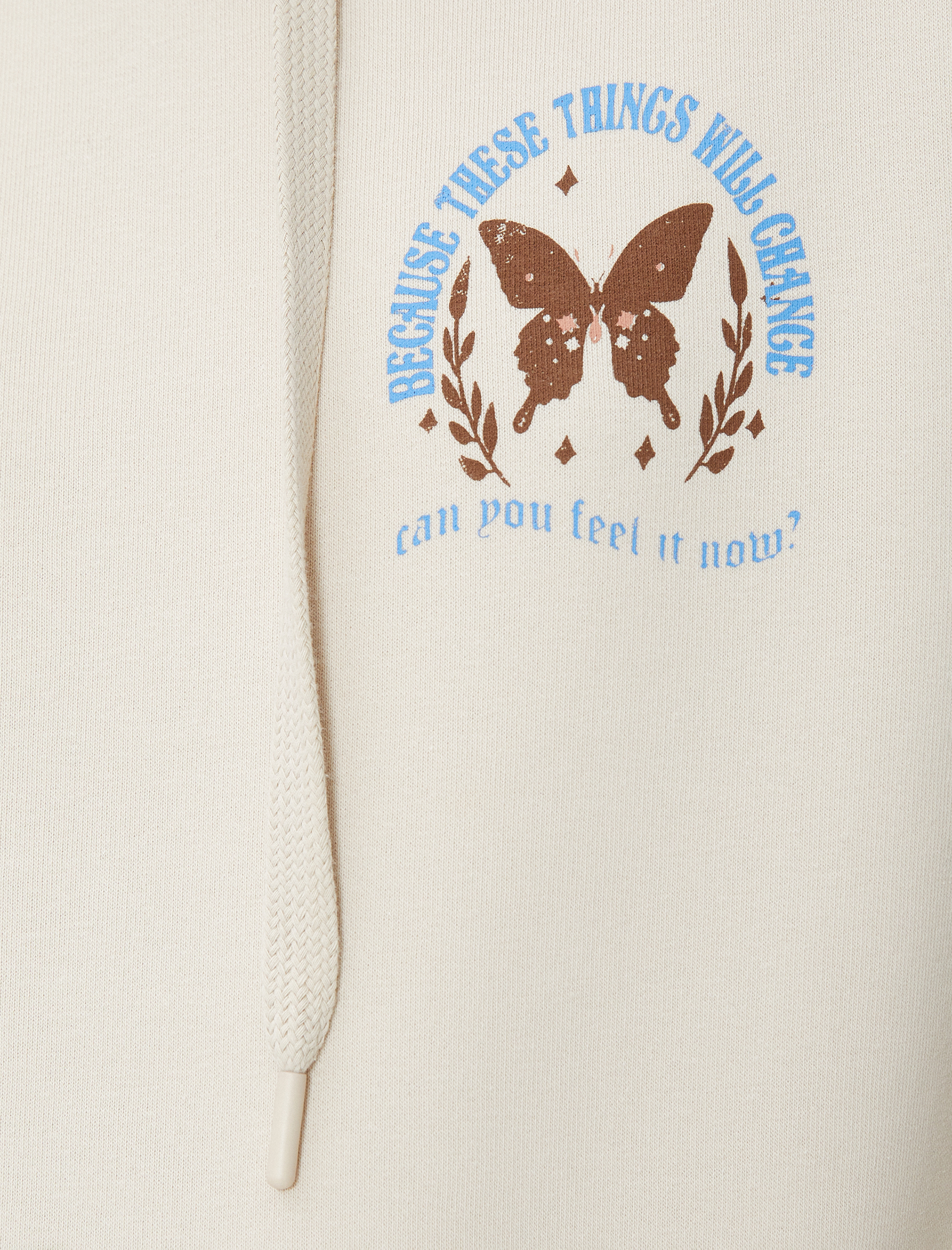   Şardonlu Oversize Sweatshirt Kapüşonlu Sırt Baskılı Kanguru Cepli