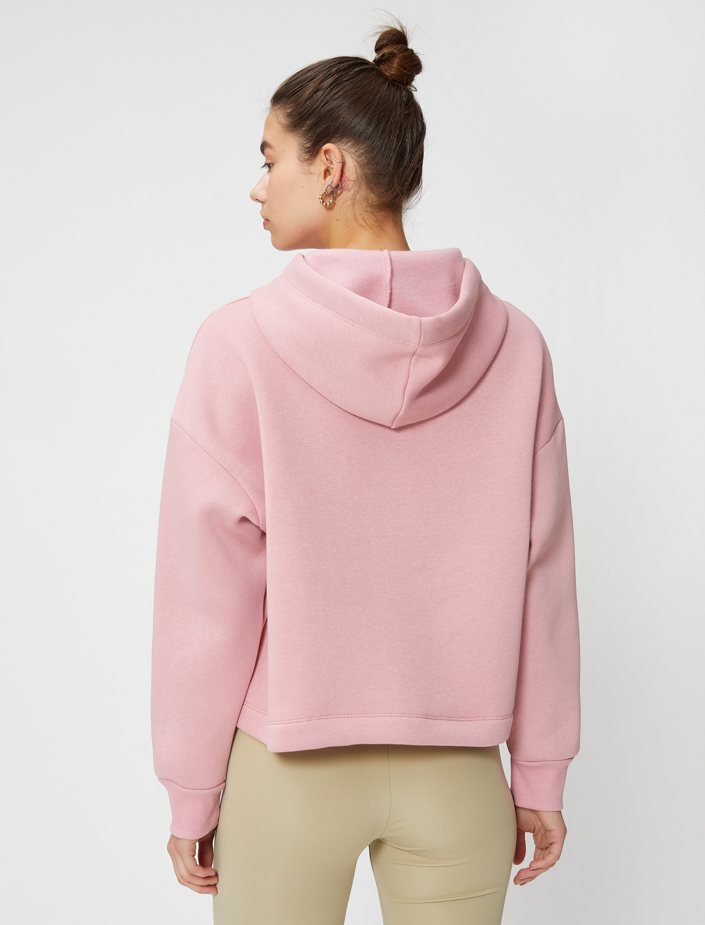   Spor Sweatshirt Kapüşonlu Şardonlu Kanguru Cepli