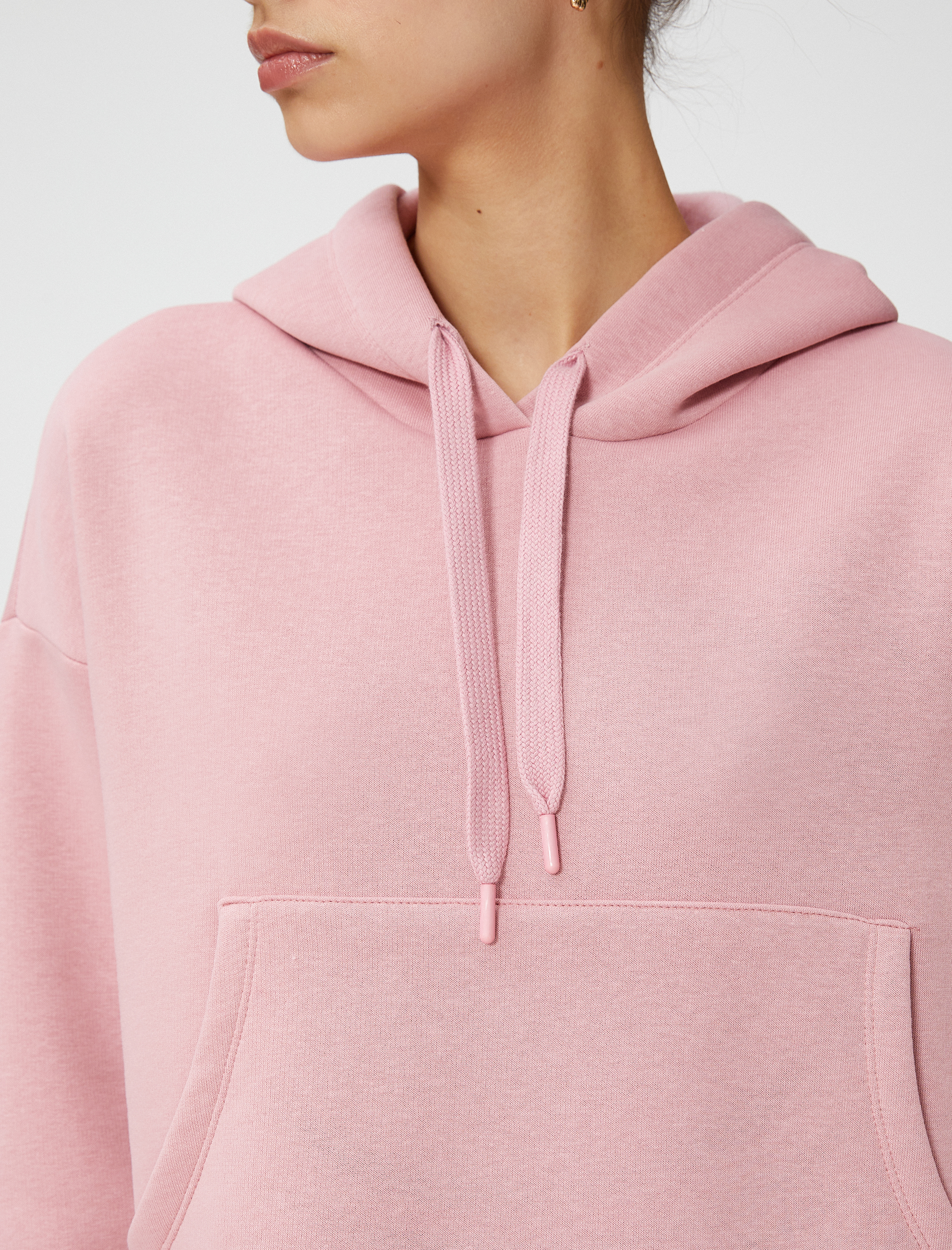   Spor Sweatshirt Kapüşonlu Şardonlu Kanguru Cepli