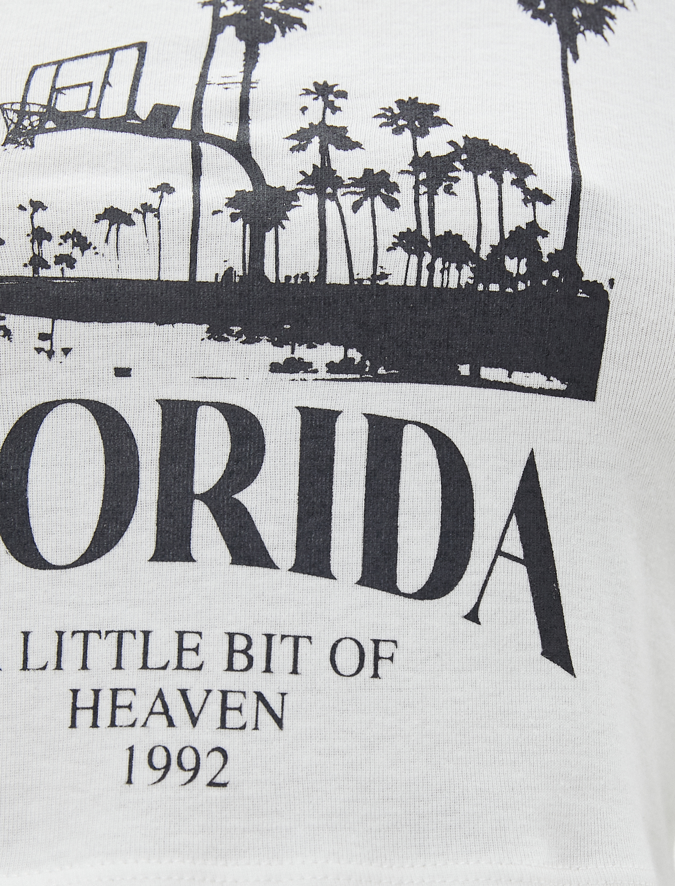   Crop Tişört Baskılı Bisiklet Yaka Kısa Kollu