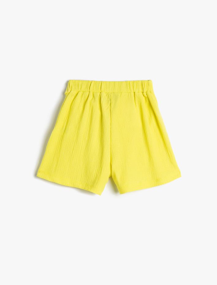 Kız Çocuk Şort Etek Beli Lastikli Anvelop Yandan Bağlamalı Dokulu