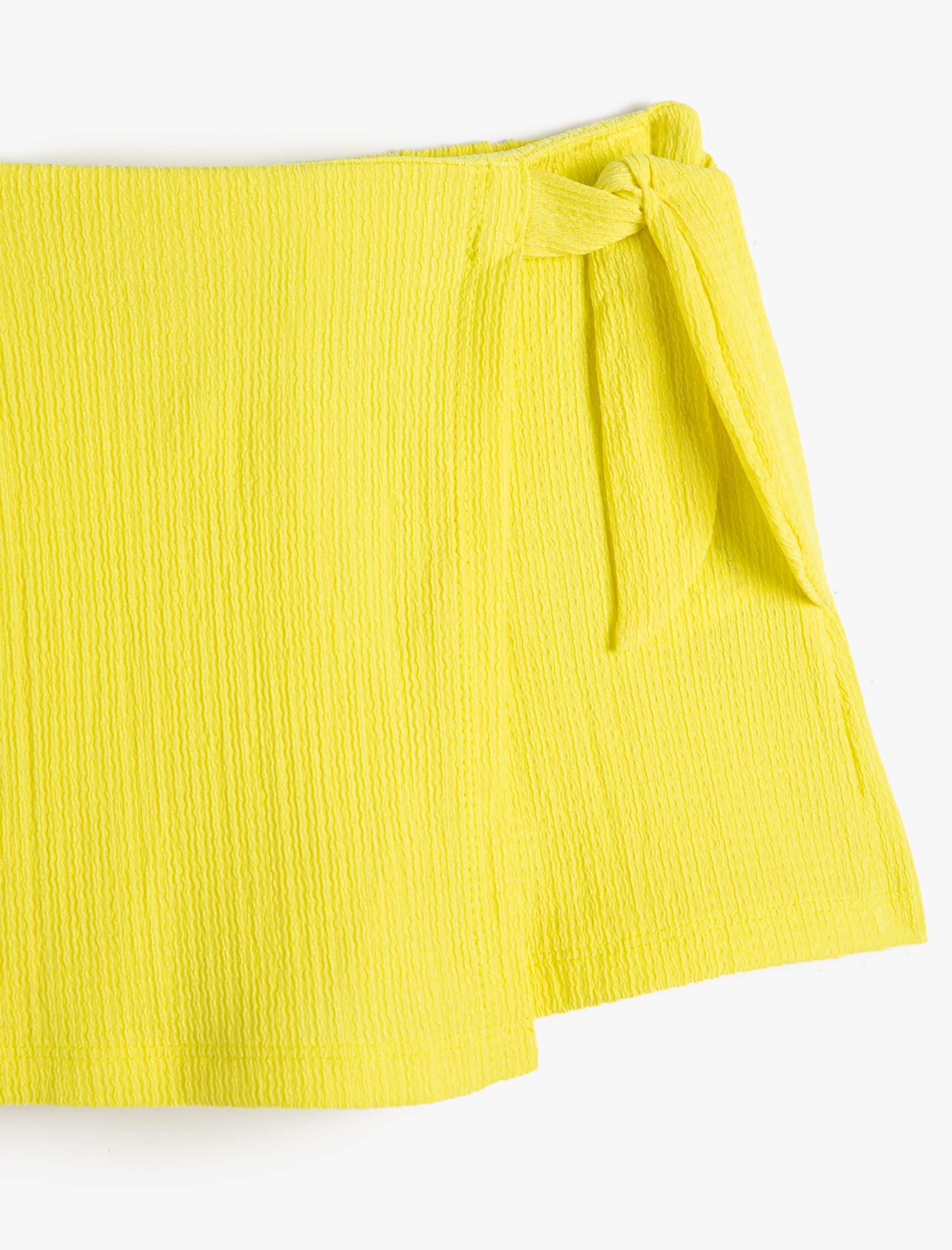  Kız Çocuk Şort Etek Beli Lastikli Anvelop Yandan Bağlamalı Dokulu