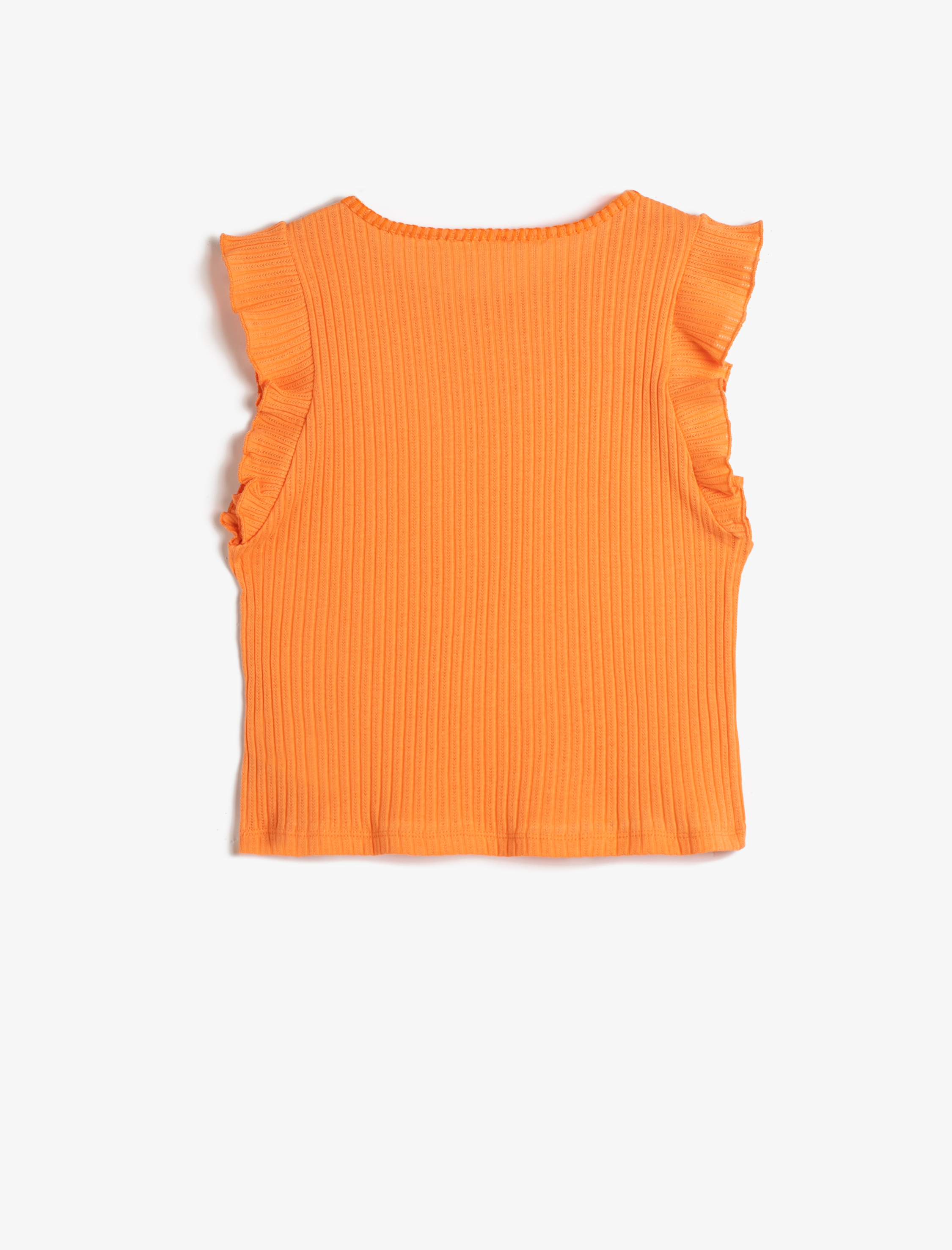  Kız Çocuk Atlet Fırfırlı Yuvarlak Yaka Ribanalı Pamuklu