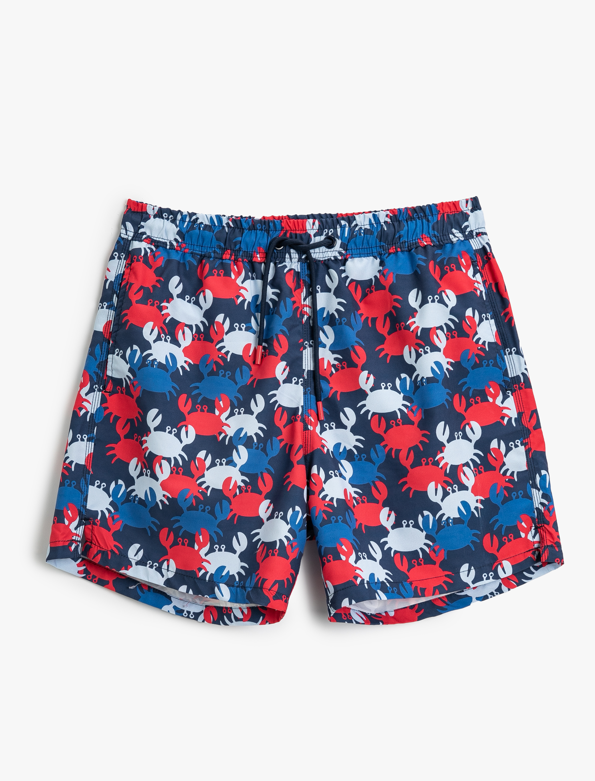   Deniz Şortu Yengeç Baskılı Beli Bağcıklı Cepli