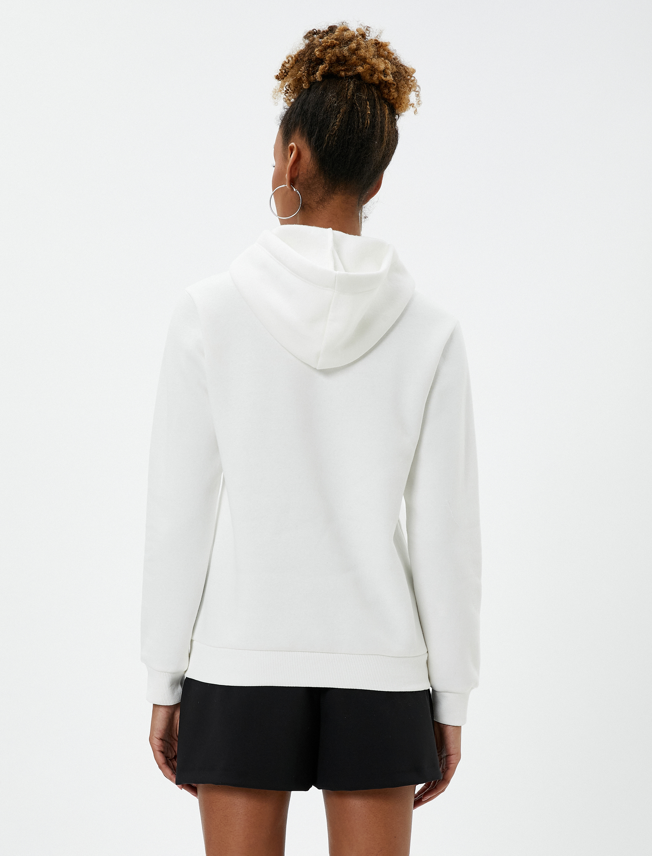   Şardonlu Kapüşonlu Sweatshirt Baskılı Kanguru Cepli Ribanalı Uzun Kollu