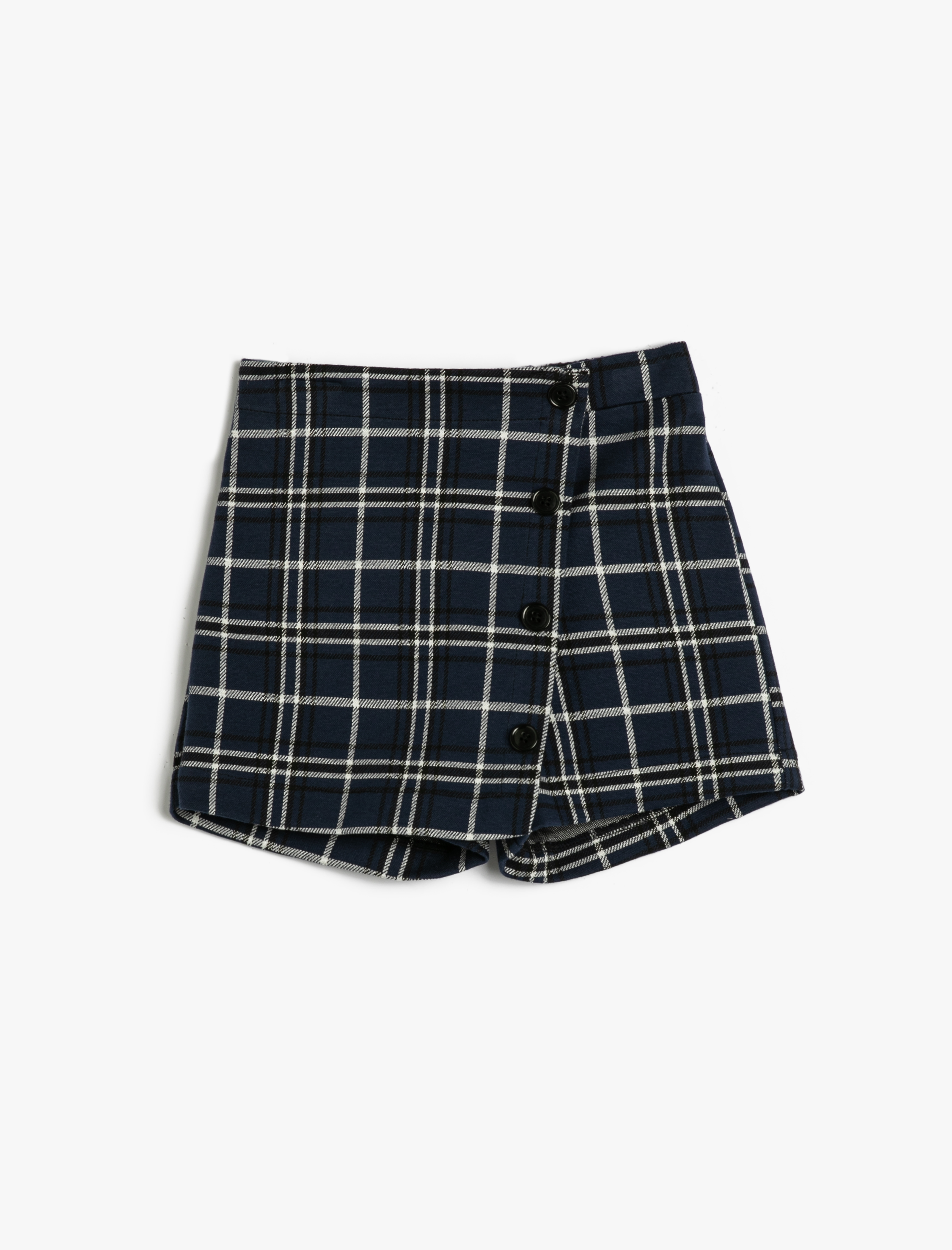  Kız Çocuk Kruvaze Şort Etek Düğmeli Beli Lastikli