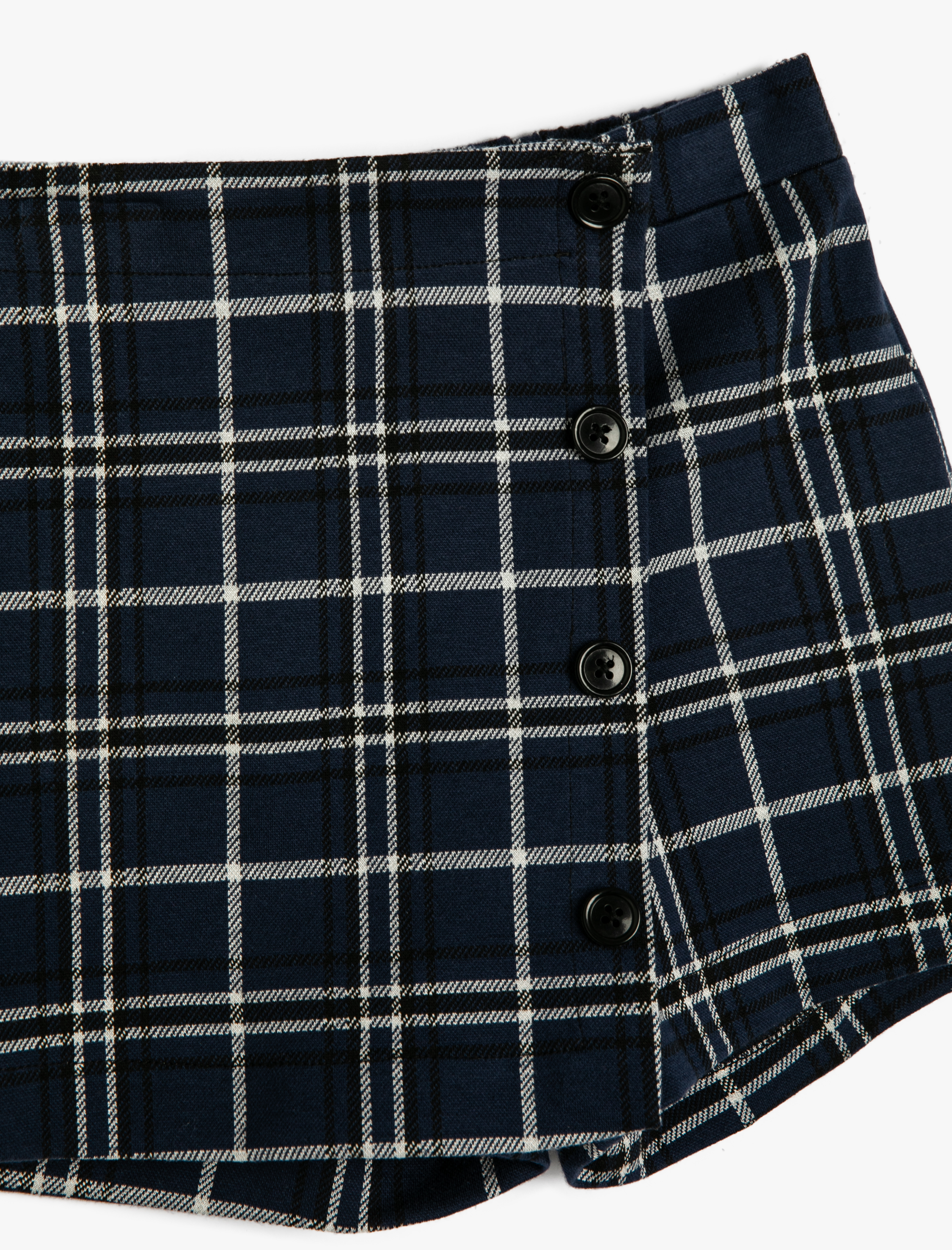  Kız Çocuk Kruvaze Şort Etek Düğmeli Beli Lastikli