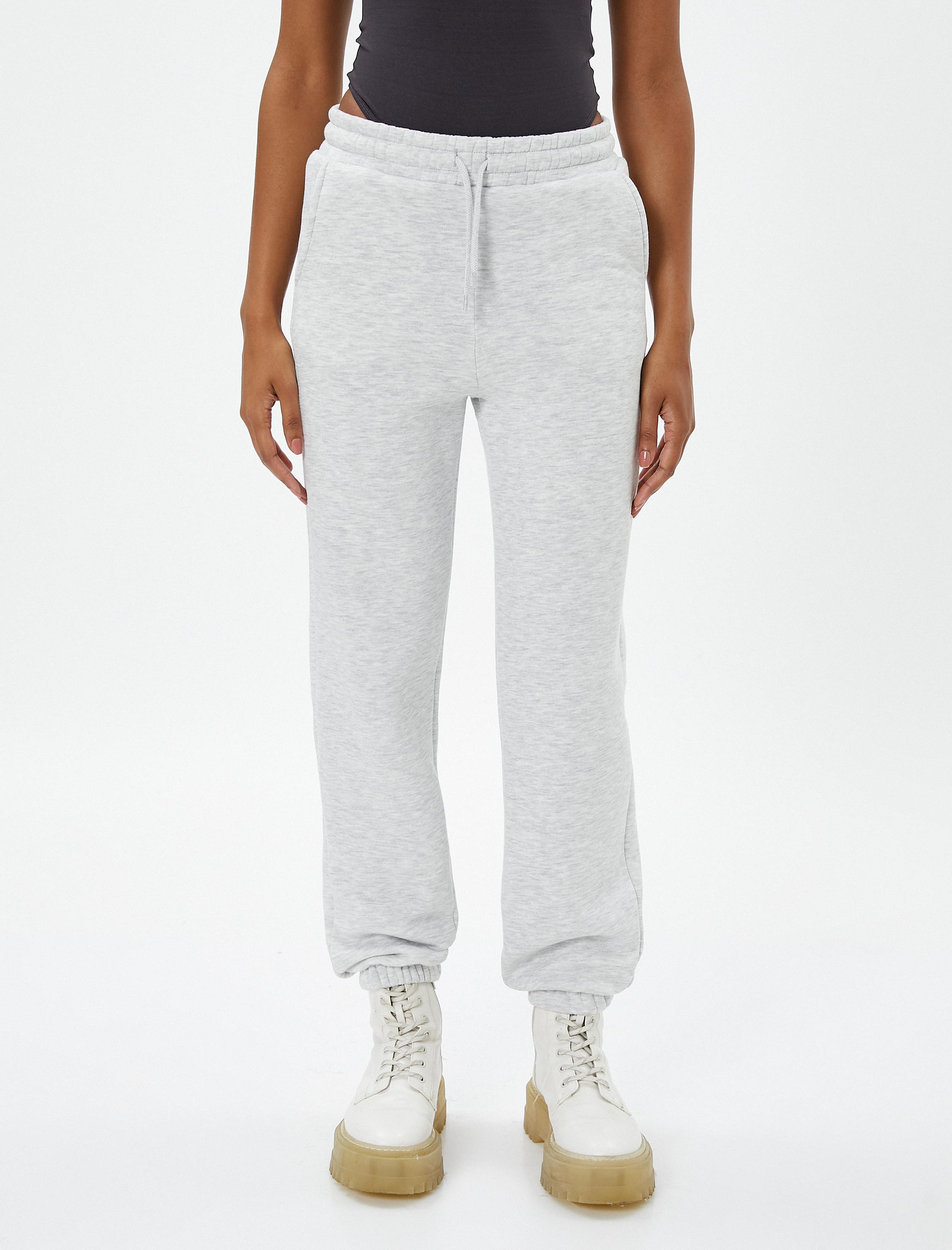   Şardonlu Jogger Eşofman Altı Beli Lastikli Bağcıklı Cep Detaylı