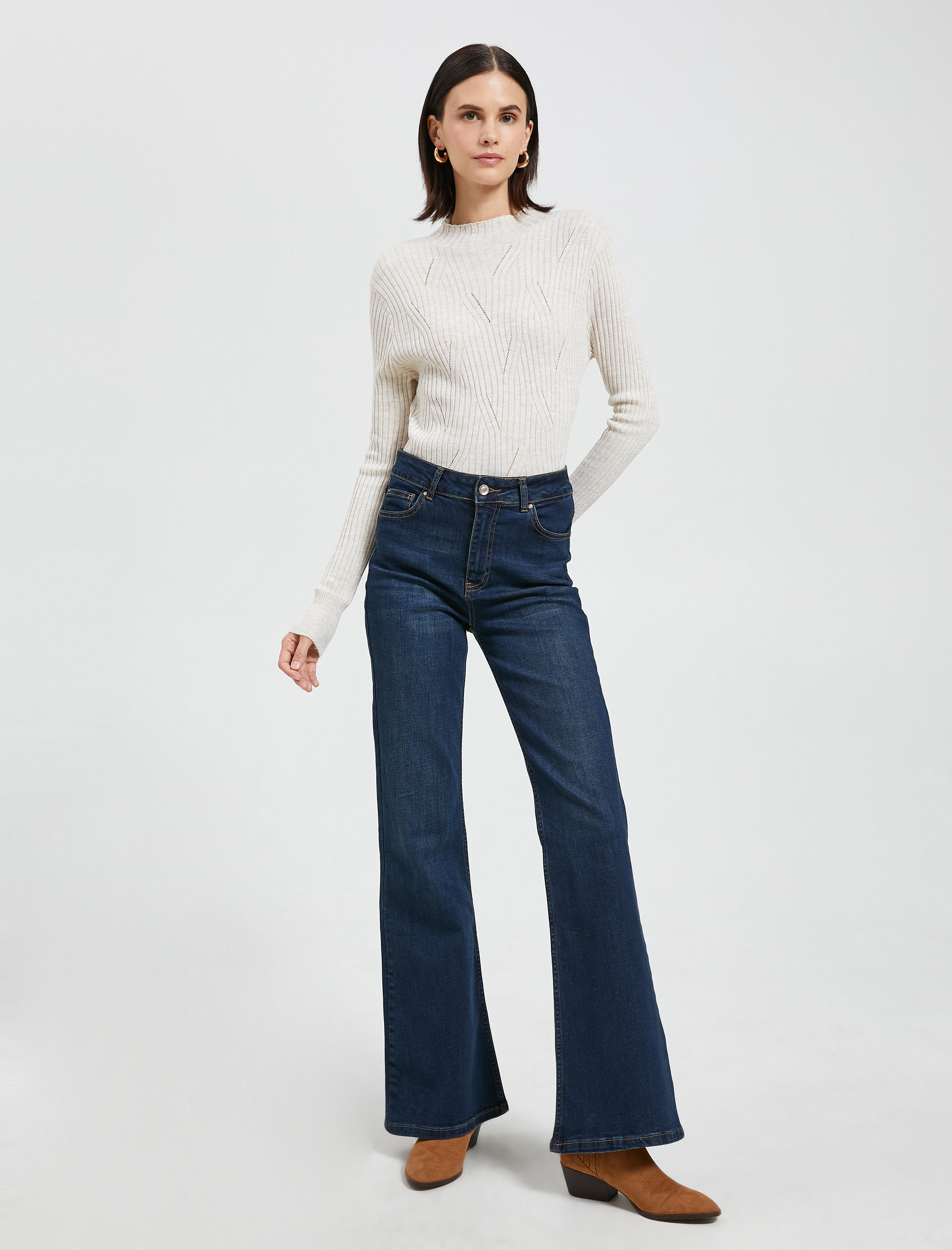   Yarım Balıkçı Yaka Kazak Triko Dar Kesim Kaşmir Dokulu