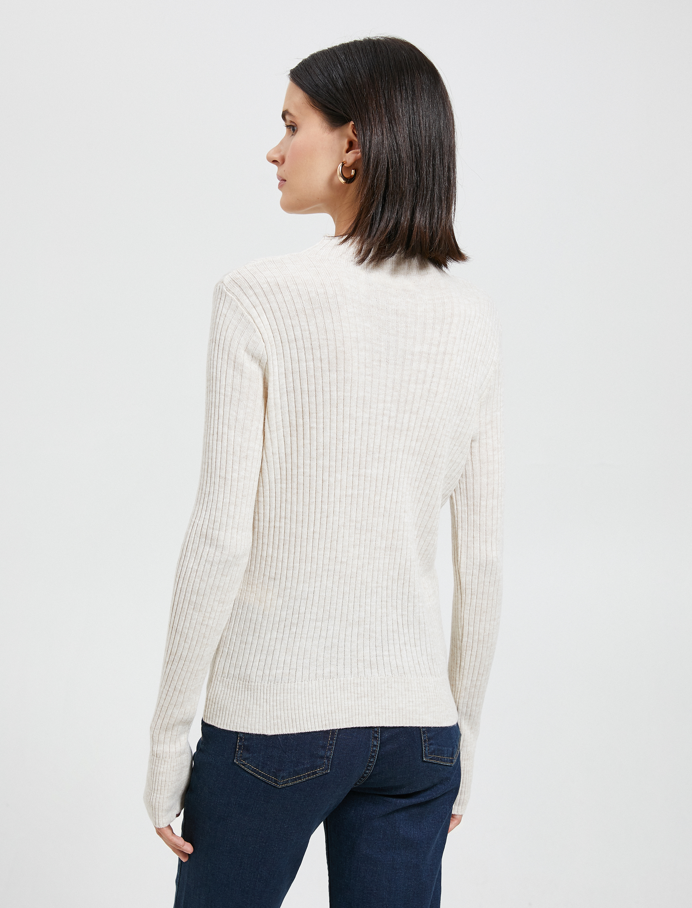   Yarım Balıkçı Yaka Kazak Triko Dar Kesim Kaşmir Dokulu