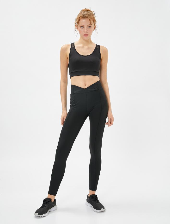  Dikiş Detaylı Spor Tayt Normal Bel