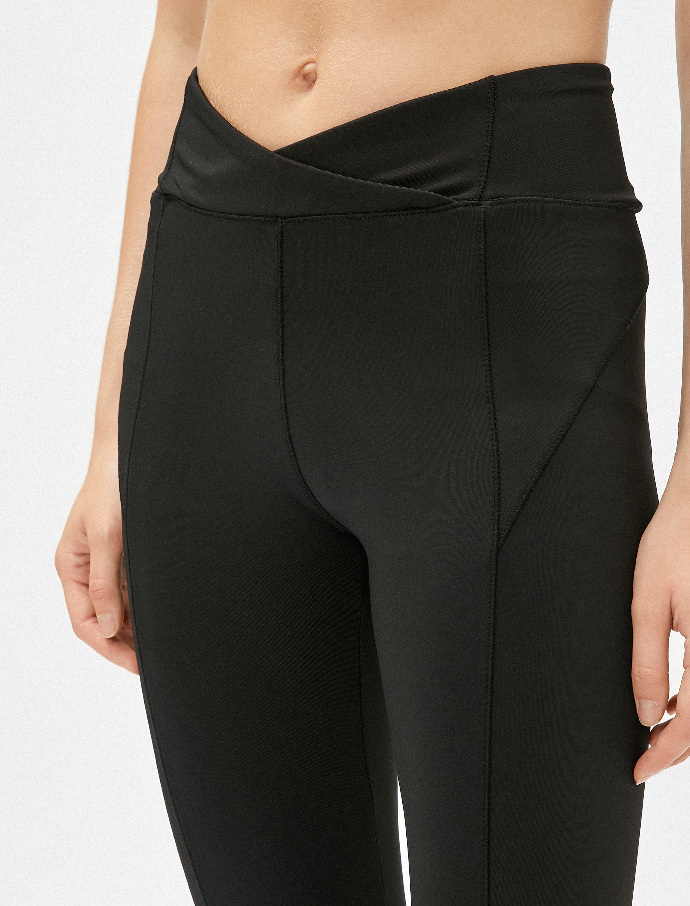   Dikiş Detaylı Spor Tayt Normal Bel