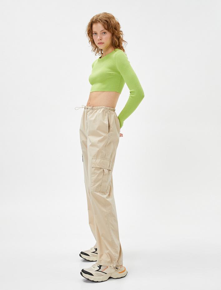 Paraşüt Pantolon Büyük Cepli Lastikli Düşük Bel Stoperli