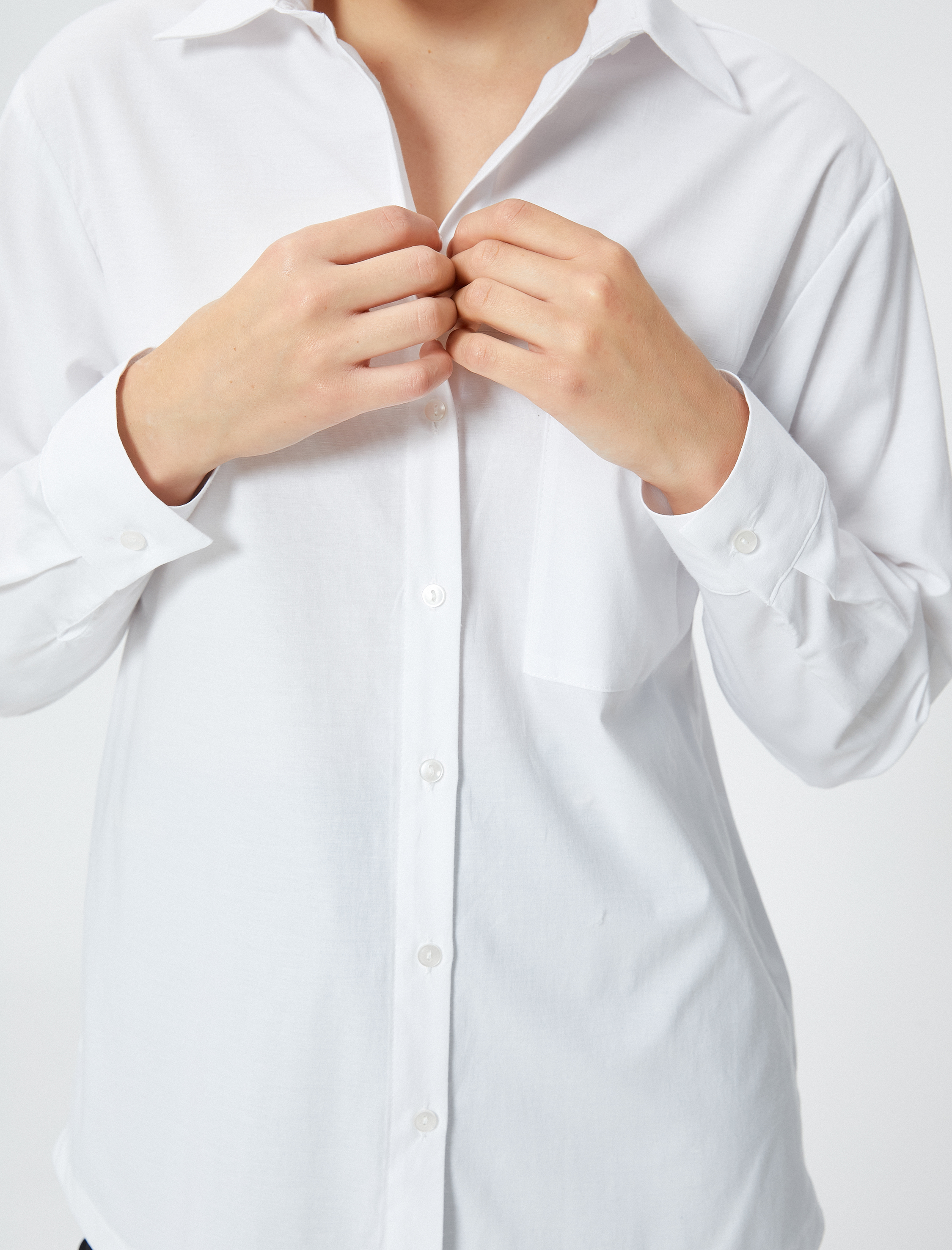   Oversize Gömlek Cepli Uzun Kollu