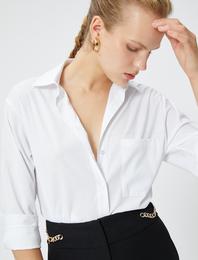 Oversize Gömlek Cepli Uzun Kollu