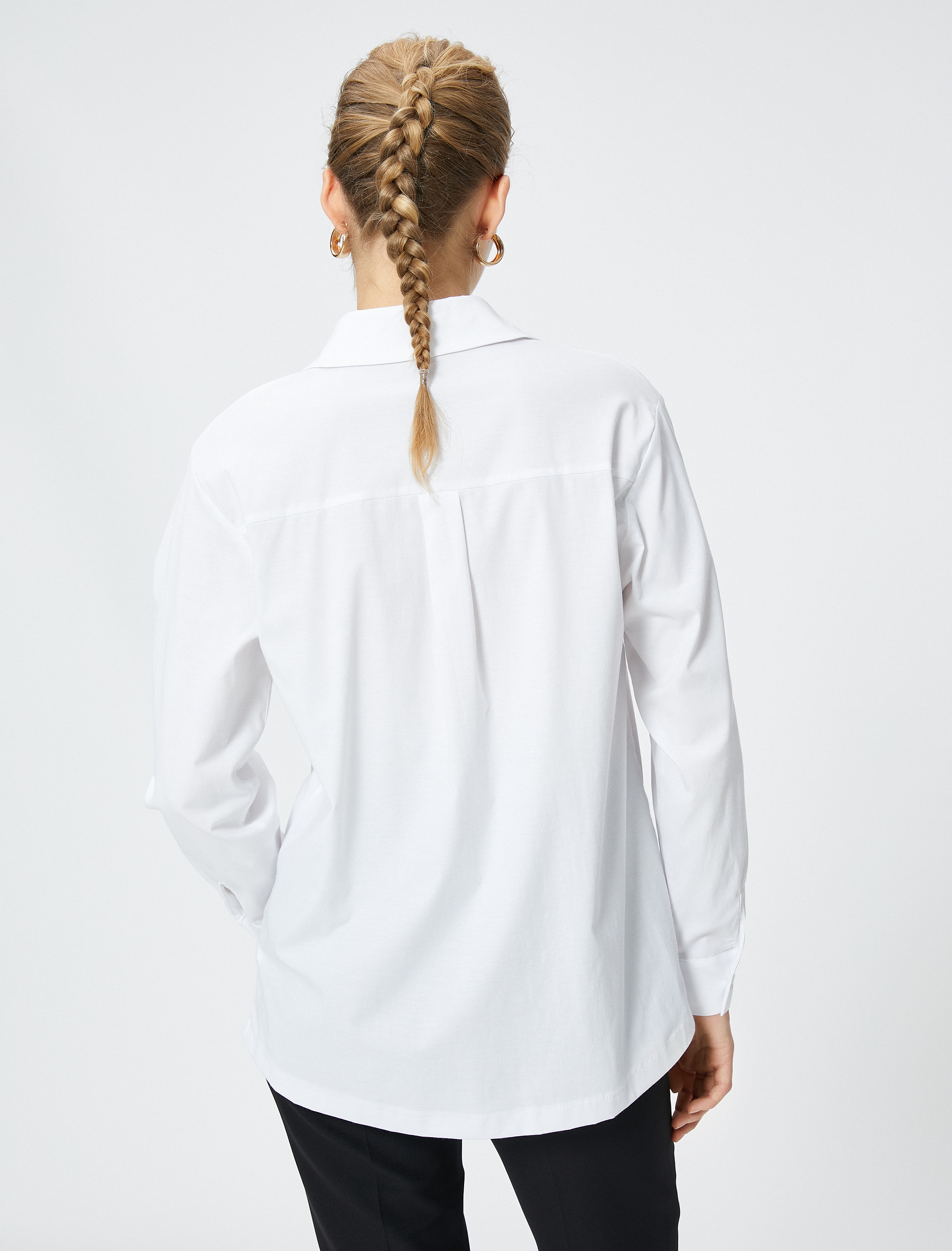   Oversize Gömlek Cepli Uzun Kollu