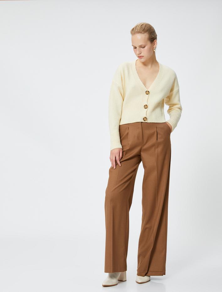  Crop Hırka Düğmeli V Yaka