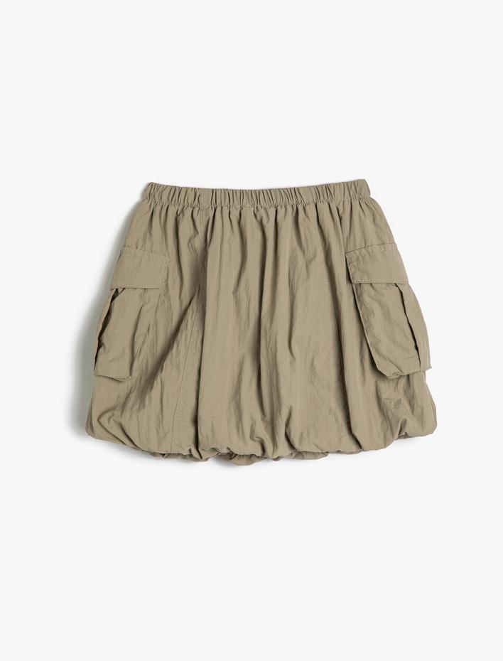 Kız Çocuk Paraşüt Etek Mini Boy Cepli Beli Lastikli