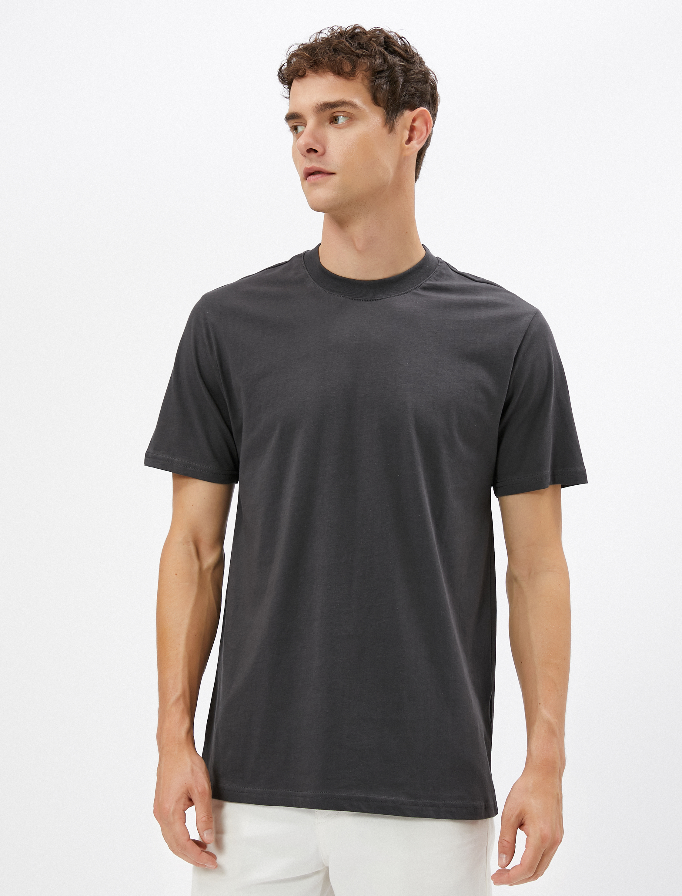   Basic Tişört Slim Fit Bisiklet Yaka Pamuklu