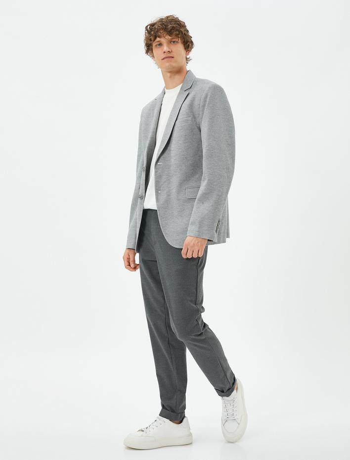  Blazer Ceket Slim Fit Düğmeli Çift Cep Detaylı