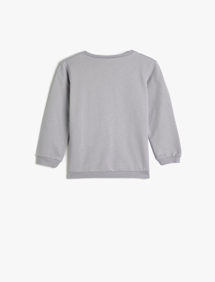 Kız Bebek Sweatshirt Şardonlu Bisiklet Yaka Baskılı Pamuklu