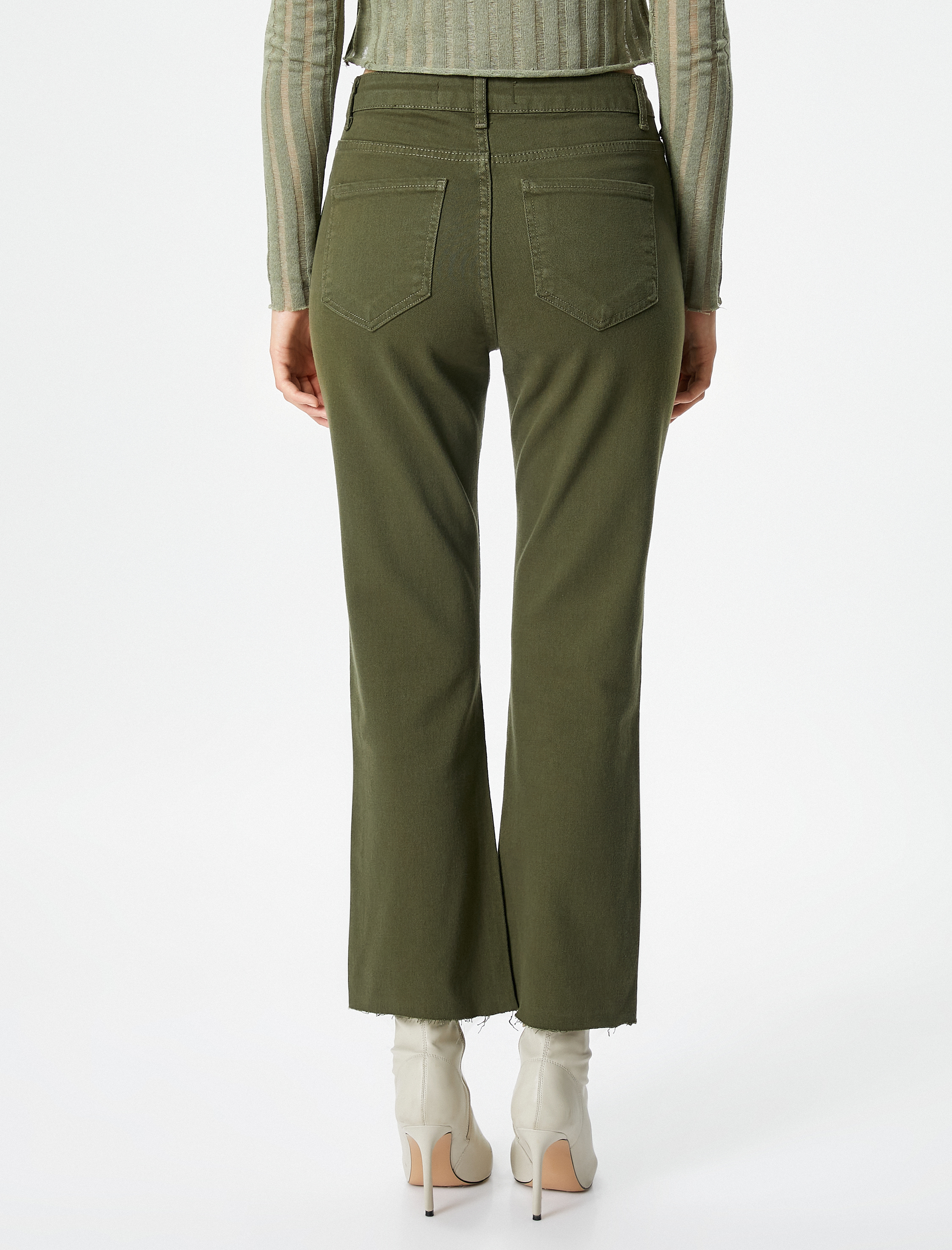   İspanyol Paça Kot Pantolon Gabardin Kumaş Dar Kesim - Flare Jeans