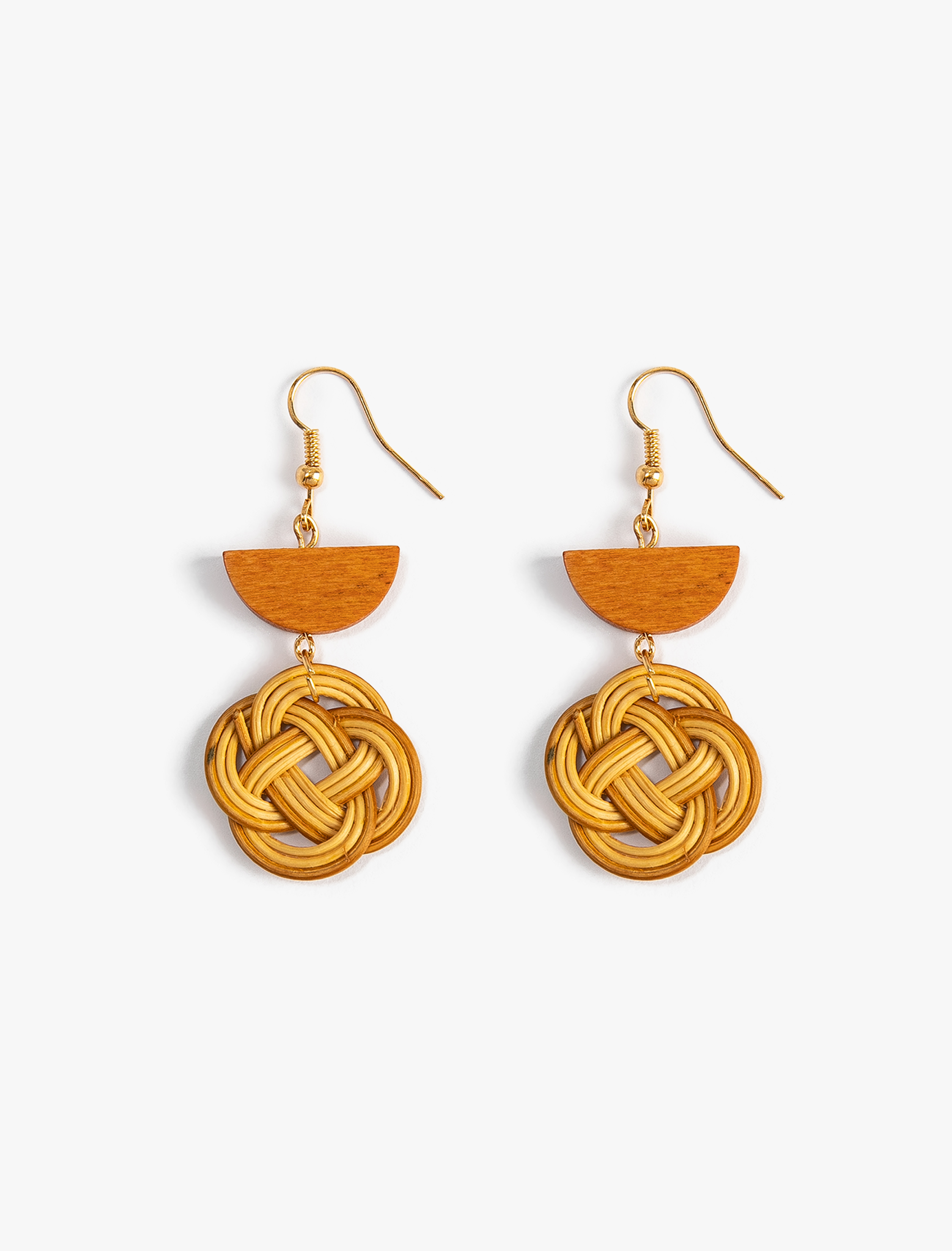  Kadın Hasır Küpe Sallantılı Ahşap Detaylı