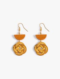 Hasır Küpe Sallantılı Ahşap Detaylı