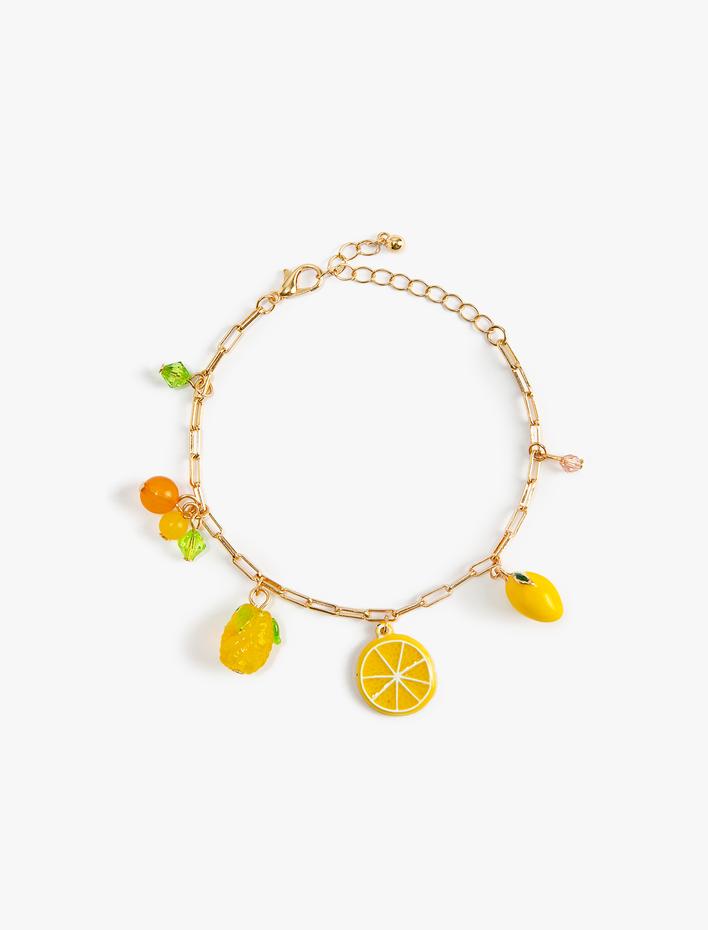 Kadın Zincir Bileklik Limon Charm Detaylı Sallantılı