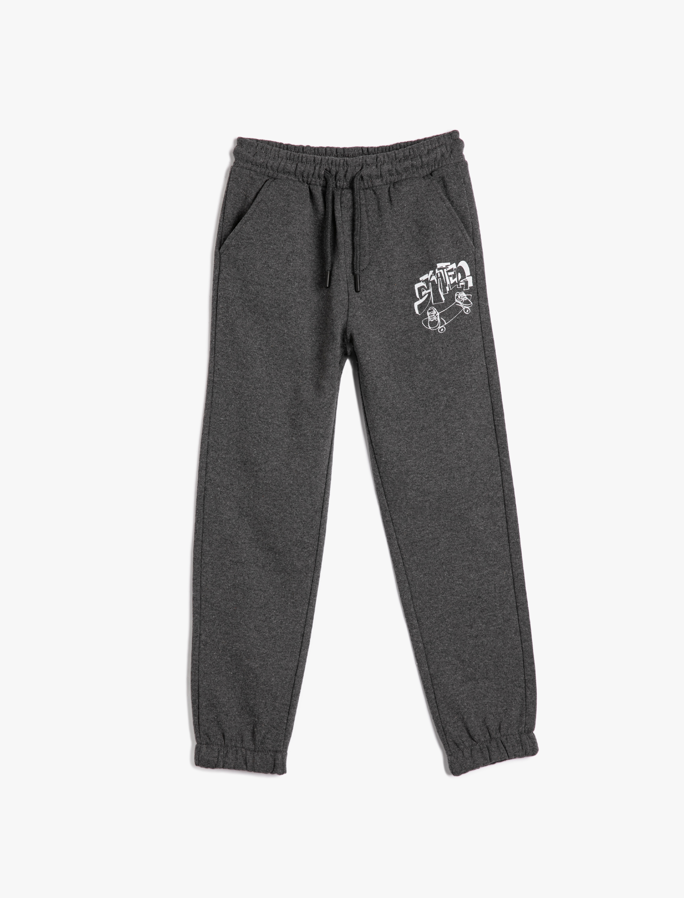  Erkek Çocuk Jogger Eşofman Altı Cepli Beli Bağlamalı Baskı Detaylı