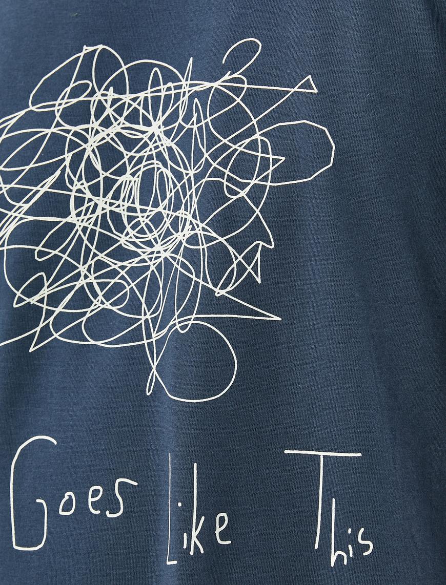   Slogan Baskılı Tişört Bisiklet Yaka Kısa Kollu Pamuklu