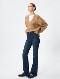 İspanyol Kot Pantolon Normal Bel - Flare Jean