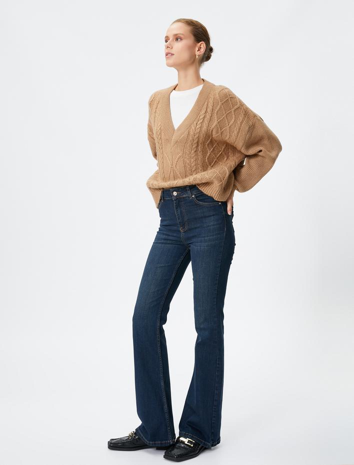  İspanyol Kot Pantolon Normal Bel - Flare Jean