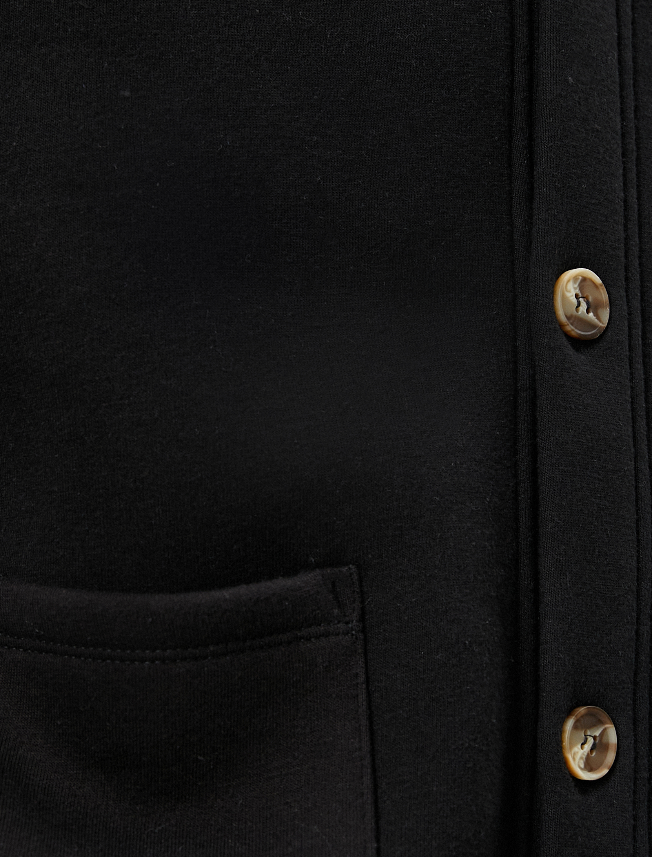 V Yaka Ceket Cep Detaylı Düğmeli Şardonlu