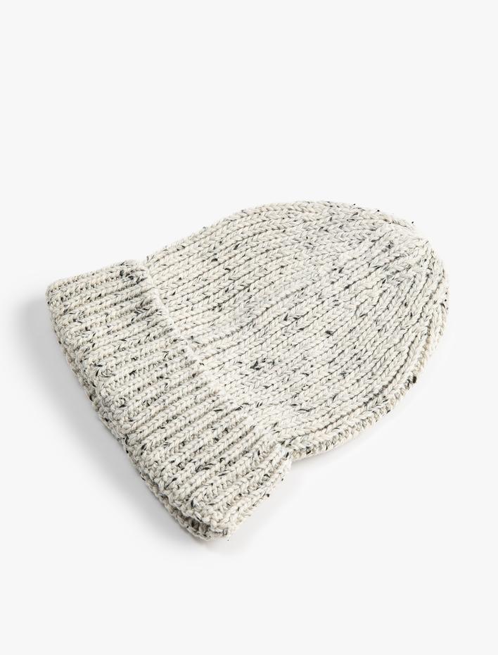 Erkek Örgü Bere Kırçıllı Katlama Detaylı