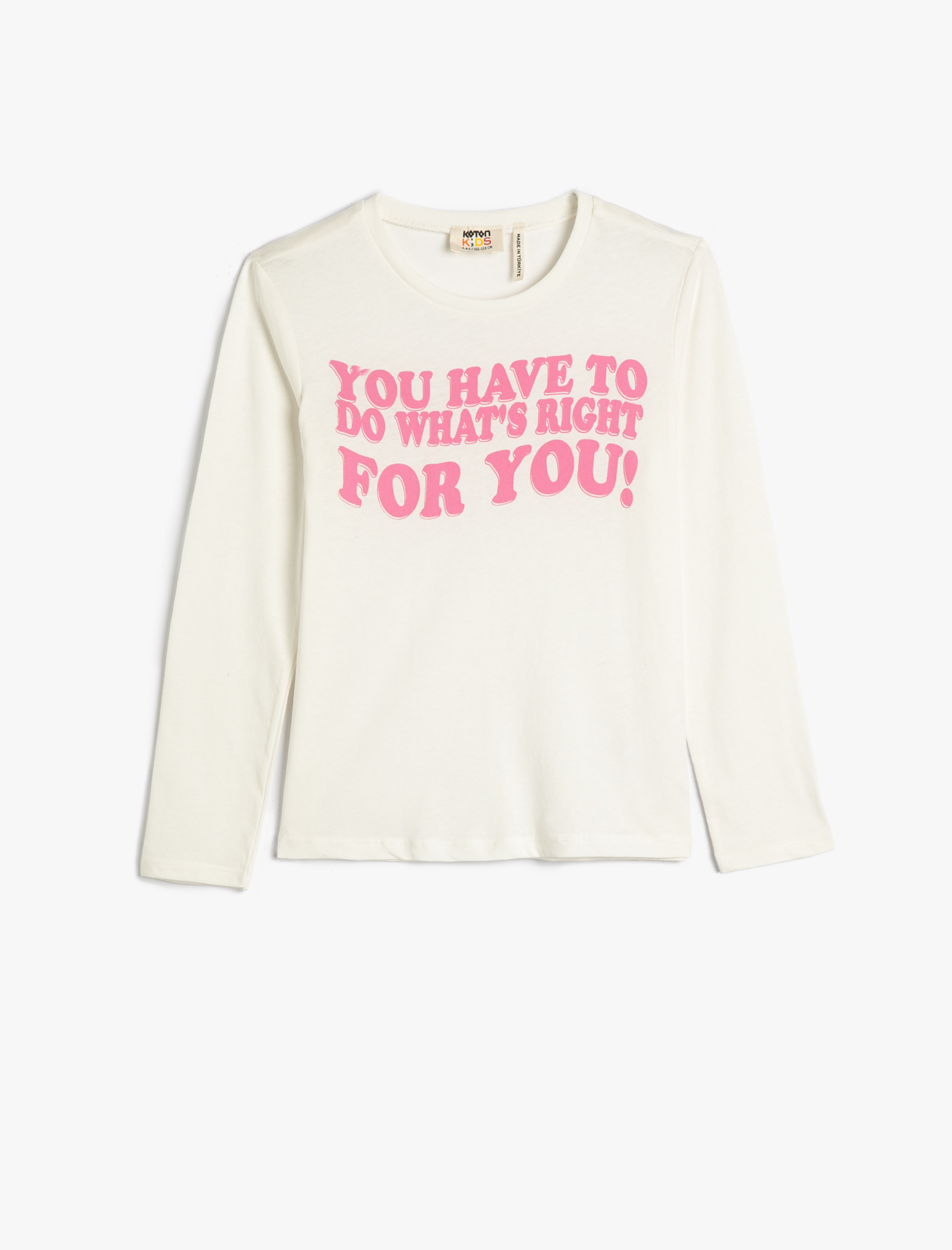  Kız Çocuk Tişört Uzun Kollu Bisiklet Yaka Pamuklu Baskılı