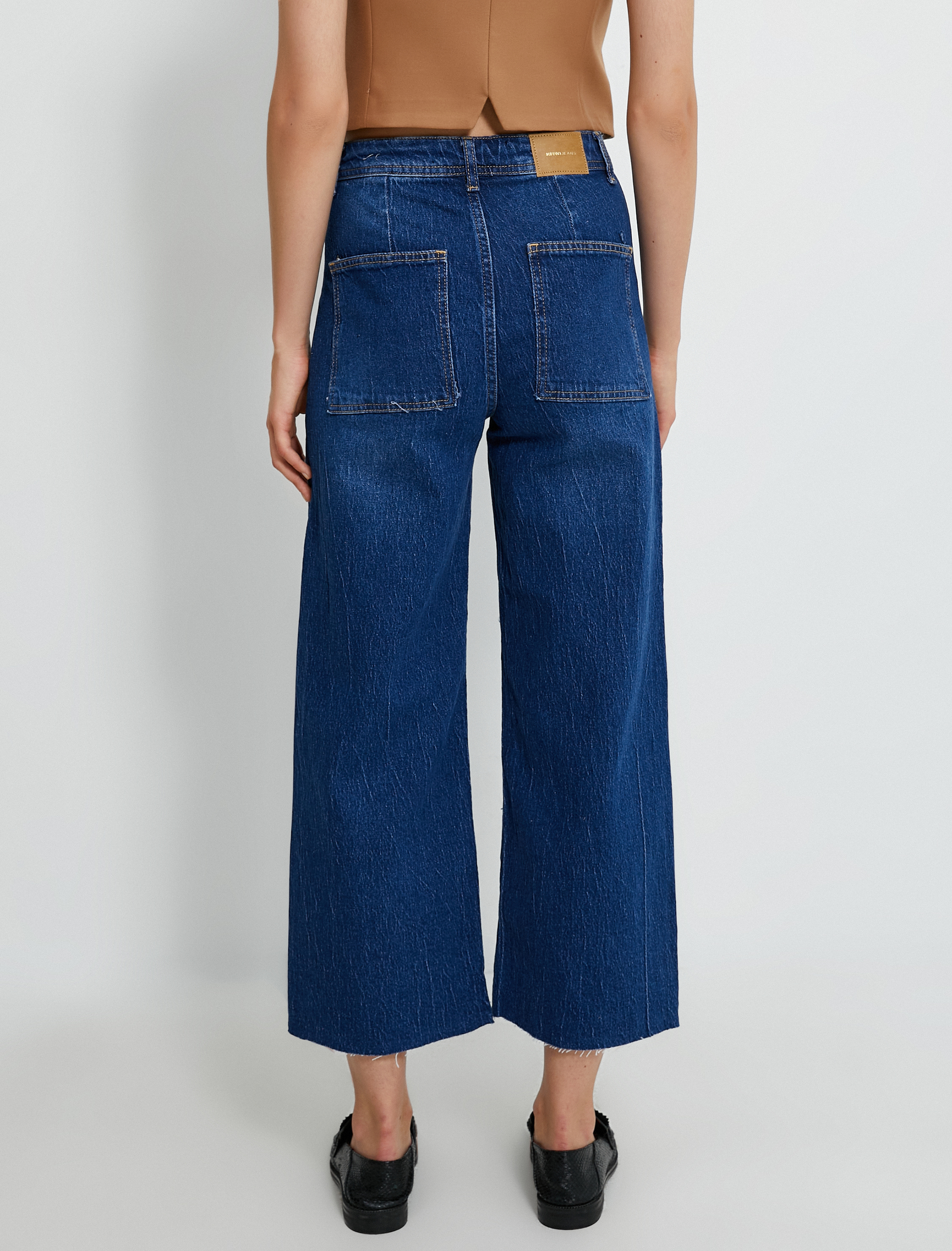 Geniş Kısa Paça Kot Pantolon Yüksek Bel - Sandra Jean