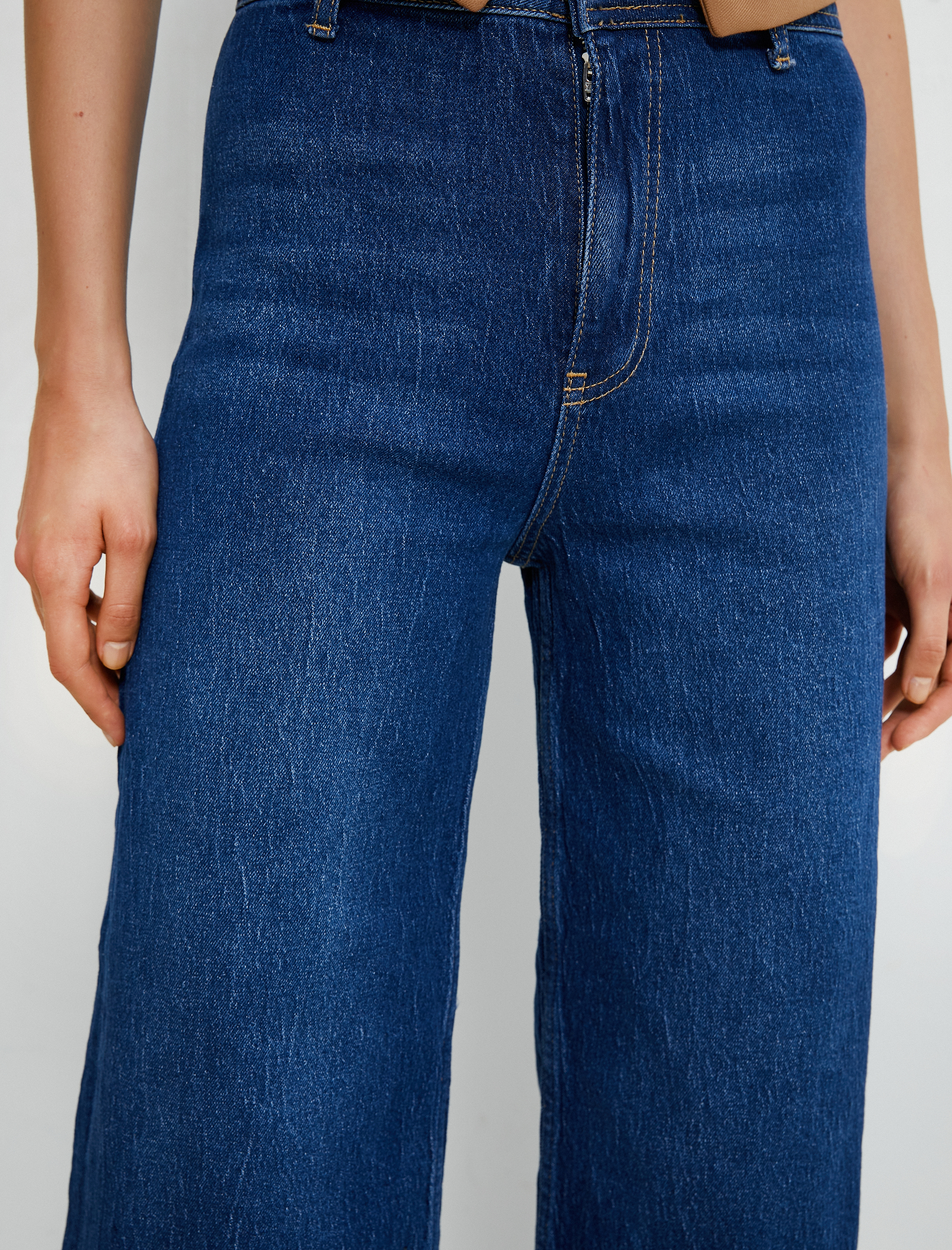 Geniş Kısa Paça Kot Pantolon Yüksek Bel - Sandra Jean