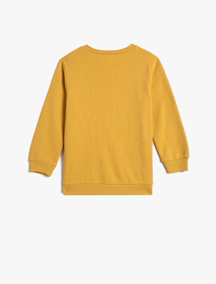 Erkek Çocuk Dinozor Baskılı Sweatshirt Lisanslı Şardonlu Uzun Kollu Bisiklet Yaka Baskılı Pamuklu