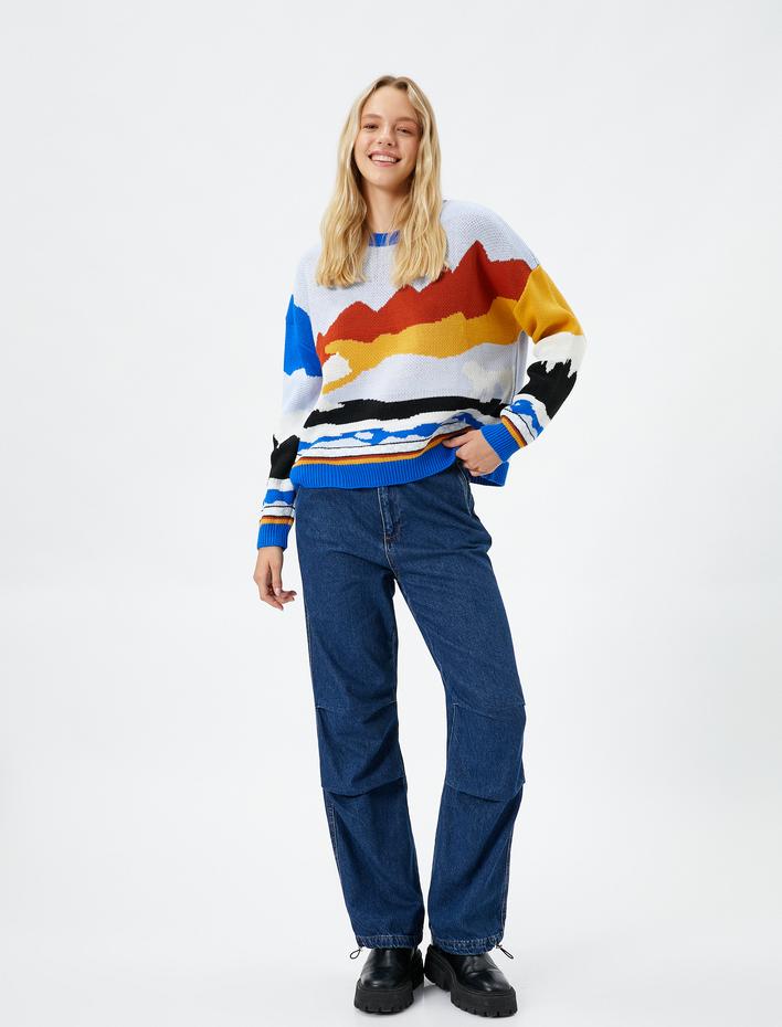  Triko Kazak Bisiklet Yaka Uzun Kollu Çok Renkli