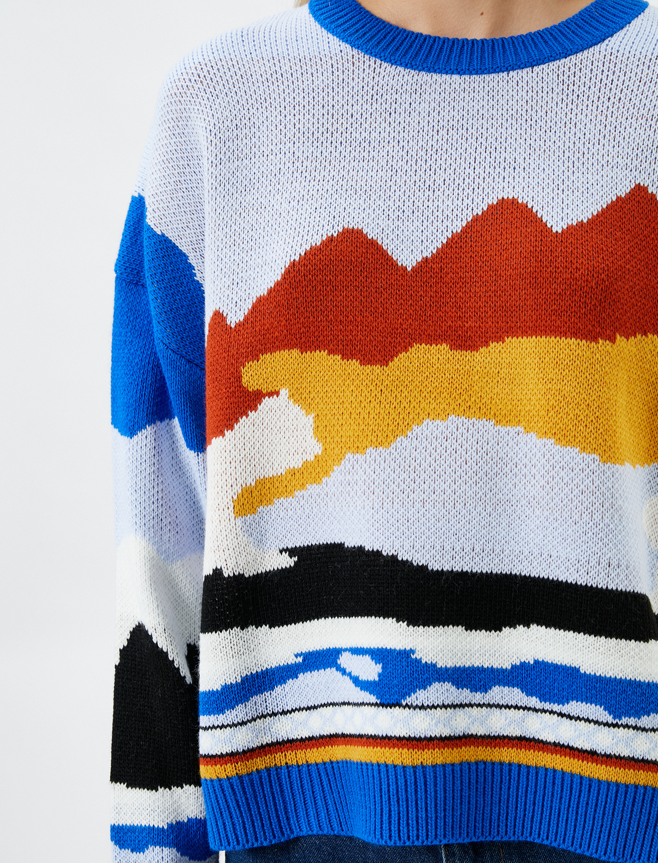   Triko Kazak Bisiklet Yaka Uzun Kollu Çok Renkli