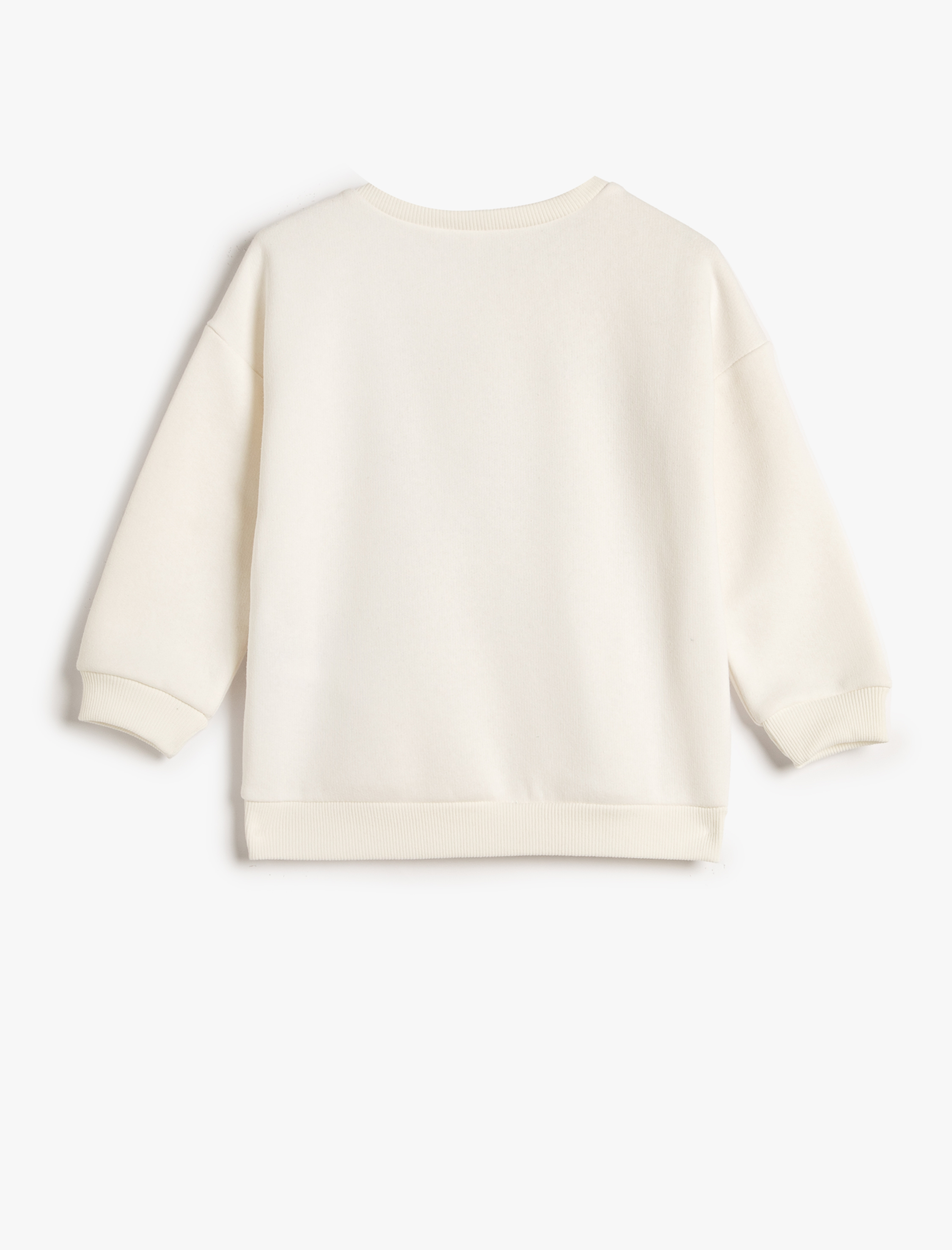  Kız Çocuk Sweatshirt Şardonlu Uzun Kollu Bisiklet Yaka Baskılı