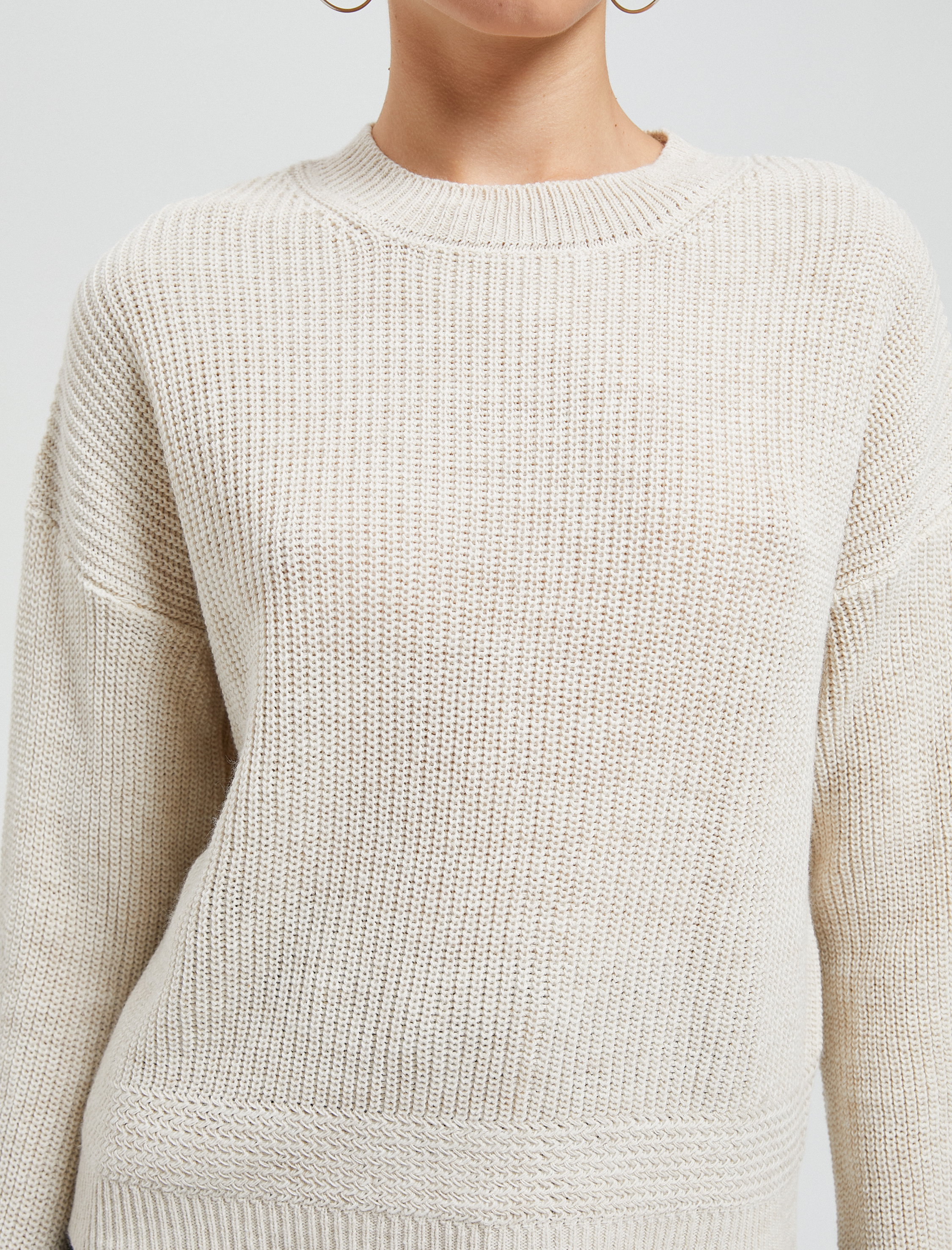 Basic Triko Kazak Yuvarlak Yaka Uzun Kollu