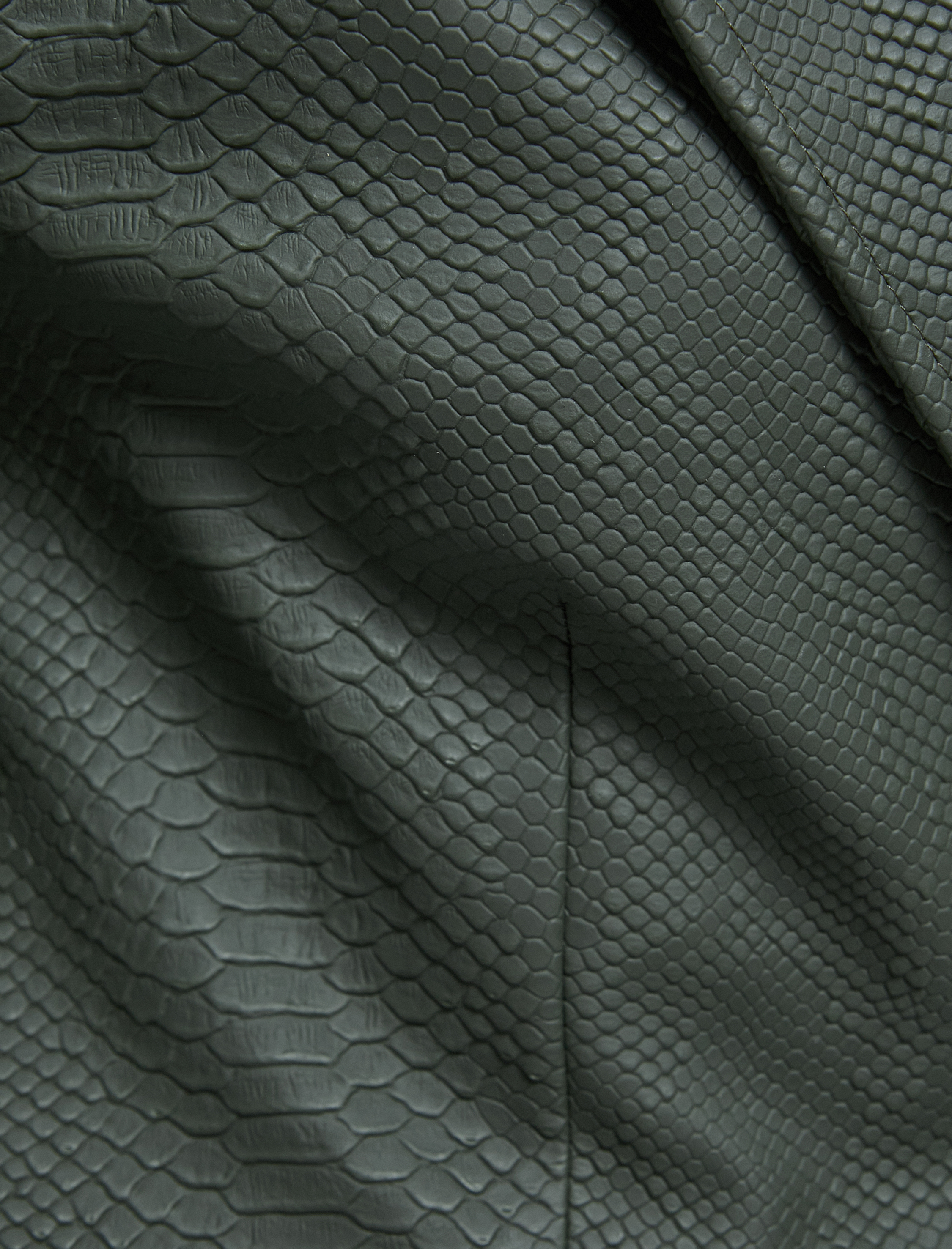   Crop Krokodil Deri Görünümlü Ceket Devrik Yaka Düğmeli