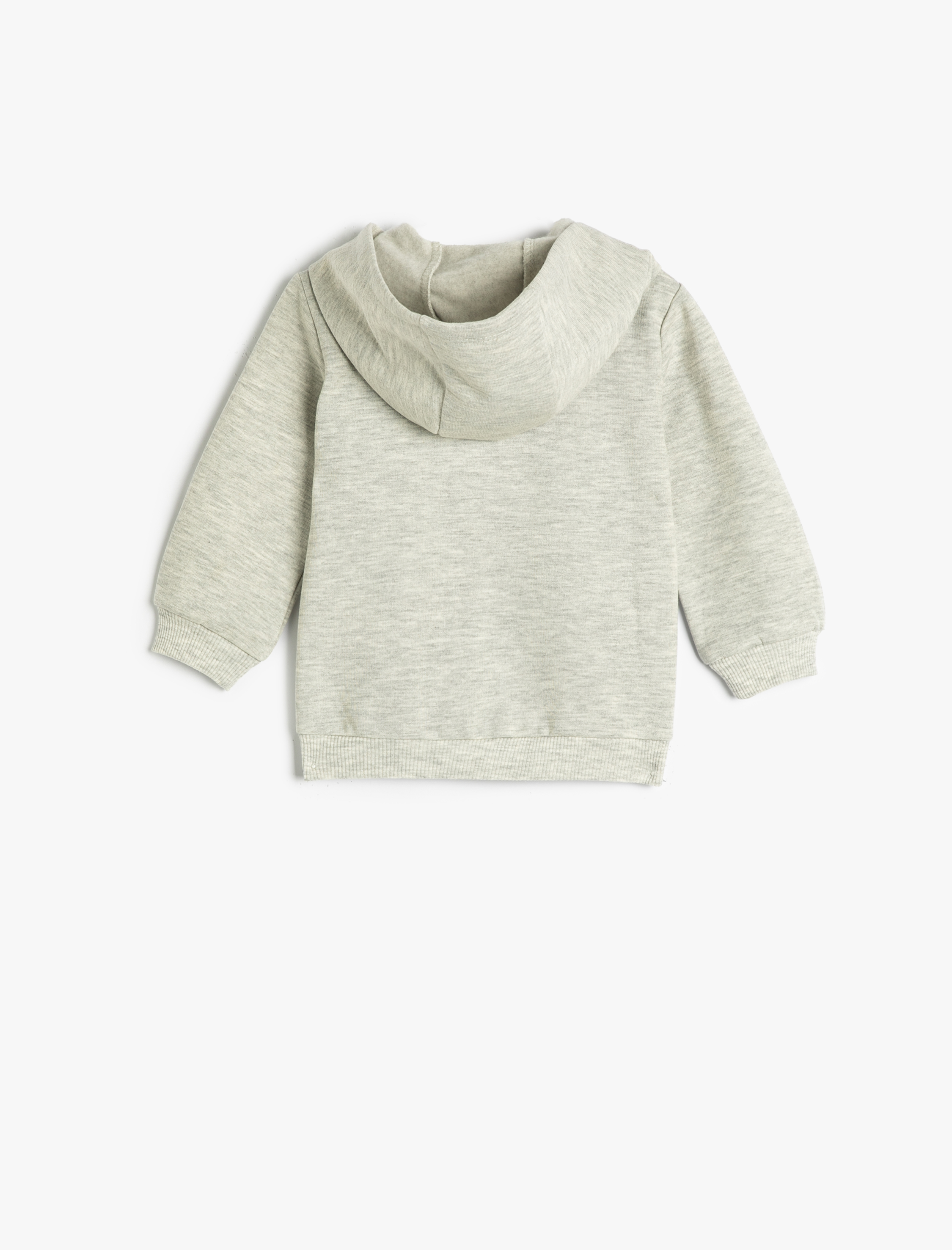 Kız Bebek Kapşonlu Sweatshirt Fermuarlı Uzun Kollu Baskı Detaylı Şardonlu