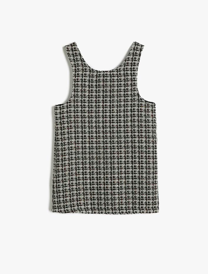 Kız Çocuk Tüvit Salopet Elbise Askılı Cepli Düğme Detaylı